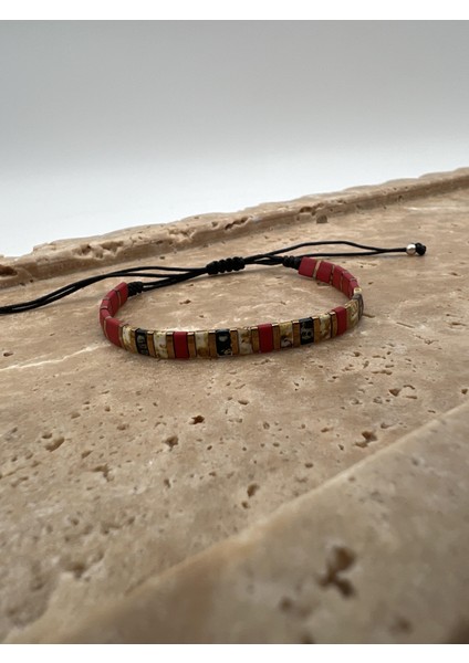Kırmızı Gold Tila Ip Bileklik