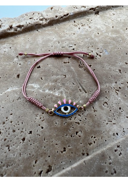 Göz Detaylı Pembe Ip Bileklik