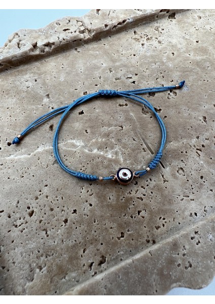 Çift Taraflı Nazar Boncuklu Yeşil Ip Bileklik