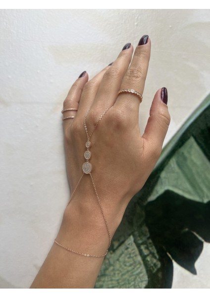 Üçlü Yuvarlak Taşlı Gümüş Şahmeran