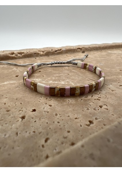 Pembe Gold Tila Ip Bileklik