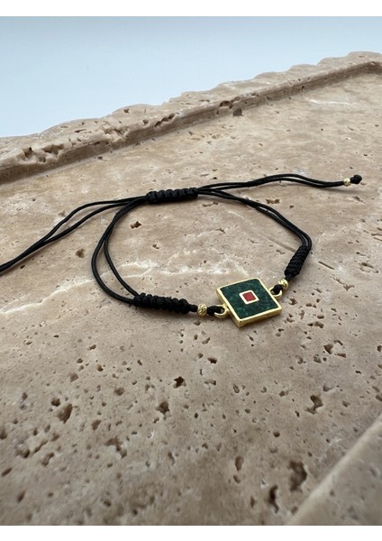 Zümrüt Yeşili Mozaik Gümüş Bileklik