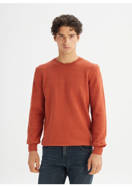 Bisiklet Yaka Regular Fit Kiremit Erkek Kazak L2520373222 Kiremit Kazak