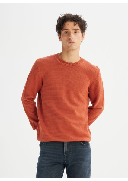 Bisiklet Yaka Regular Fit Kiremit Erkek Kazak L2520373222 Kiremit Kazak modelleri