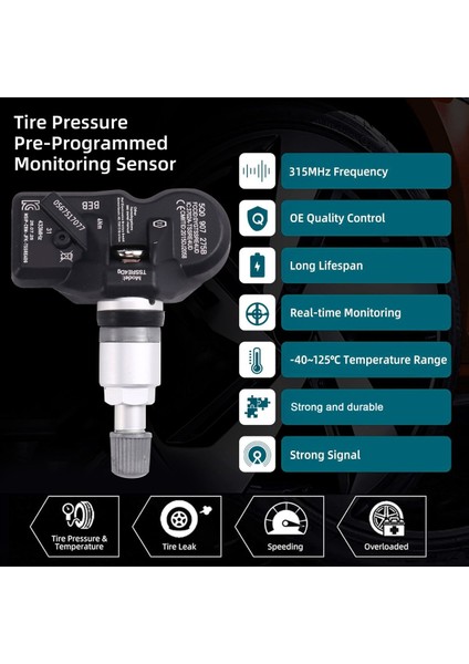 4pcs Lastik Basınç Izleme Sensörü Yeni Tpms 5Q0907275 5Q0907275B Audi Skoda Porsche Volkswagen Beetle Golf (Yurt Dışından) indirimleri