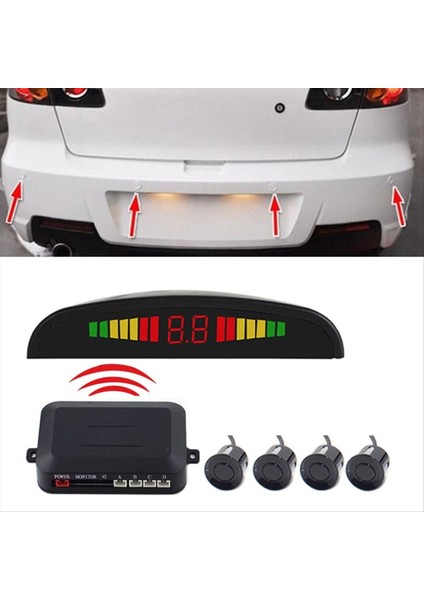 Kablosuz Araç Otomatik Parktronik LED Park Sensörü 4 Sensörle Ters Yedek Otopark Radar Monitör Dedektör Sistemi (Yurt Dışından) fiyatları