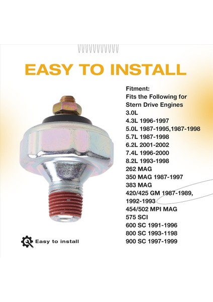 Mercruiser Için Düşük Yağ Basıncı Gönderen Sensör Anahtarı 87-805605A1 4.3 5.0 5.7 OP22900 97767 457045 75-22900 (Yurt Dışından) fırsatları