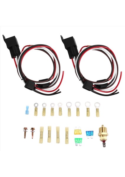 Çift Elektrik Fan Rölesi Kiti Radyatör Elektrik Soğutma Fan Termostat Kiti Sıcaklık Sensörü Anahtarı 185 On 175 Kapalı (Yurt Dışından)