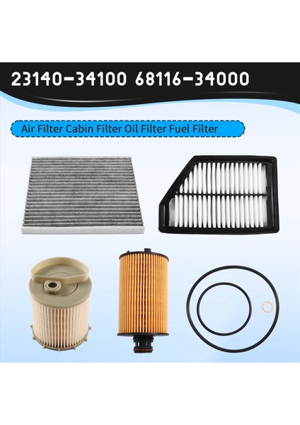 Ssangyong Için Filtre Seti Korando (Ck) 2.0 Dizel Hava Filtre Kabini Filtre Yağı Filtre Yakıt Filtresi 23140-34100 68116-34000 (Yurt Dışından) fırsatları