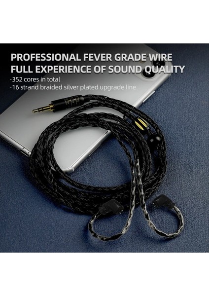 16 Telli Siyah Kulaklık Gümüş Kaplama Tel 3.5mm Kablo Kz Zs3 Zs4 Edx Zsn Zst Asx ZS10 Zex AS16 Edxpro Için Uygundur (Yurt Dışından) modelleri