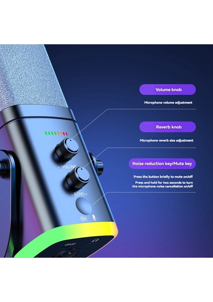 Rgb Gaming Mic Usb/xlr Dinamik Mikrofon Gürültü Azaltma, Sessiz, Oyun Akışı Için Kulaklık Kriko Podcast Siyah (Yurt Dışından) fırsatları