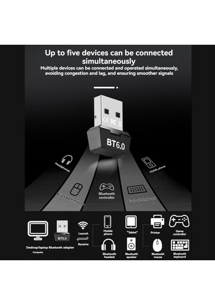 USB Bluetooth 6.0 Adaptör Bt6.0 Dongle Müzik Ses Alıcı Bluetooth Klavye Fare Kulaklık Hoparlör (Yurt Dışından) fiyatları
