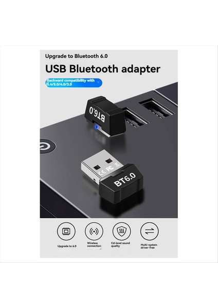USB Bluetooth 6.0 Adaptör Bt6.0 Dongle Müzik Ses Alıcı Bluetooth Klavye Fare Kulaklık Hoparlör (Yurt Dışından) modelleri