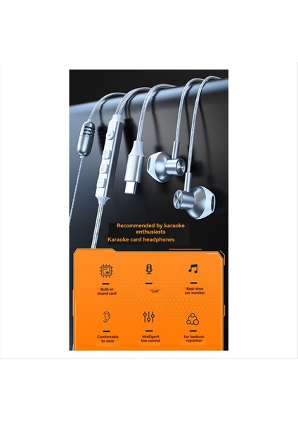 K20 K Şarkı Ses Kartı Kulaklık Kulak Iade Ayarı Canlı Kulaklık 20-20KHZ Type-C 1.2m Hd Gürültü Azaltma Siyah (Yurt Dışından) fiyatları