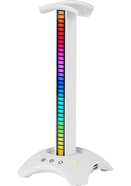 Rgb Kulaklık Stand Alma Ritim Ortam Işığı 2xusb2.0 Masaüstü Kulaklık Tutucu Ev/ofis Beyaz (Yurt Dışından)