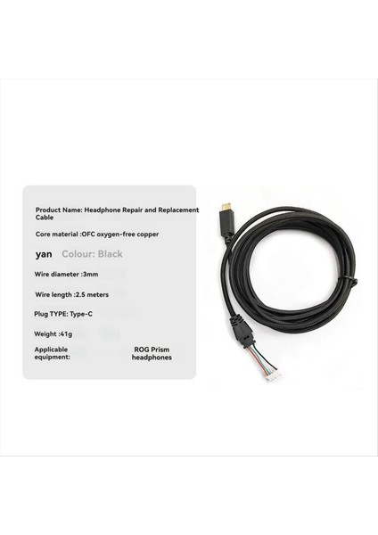 Asus Rog Delta / Rog Delta S USB Type-C Oyun Kulaklık Kablosu Aux Tel Kulaklık Kablo Hattı Için Örgülü Tel (Yurt Dışından) indirimleri