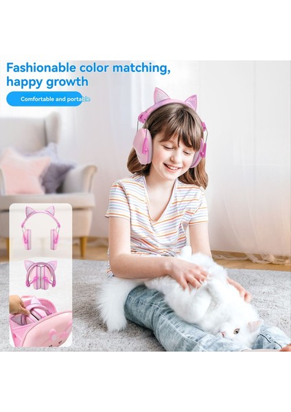 Pembe Kedi Kulakları Çocuklar Kulaklıklar Çalışma ve Uyku Gürültü Engelleme Için Çocuklar Için Ayarlanabilir Karşıtı Işitme Koruyucusu (Yurt Dışından) indirimleri