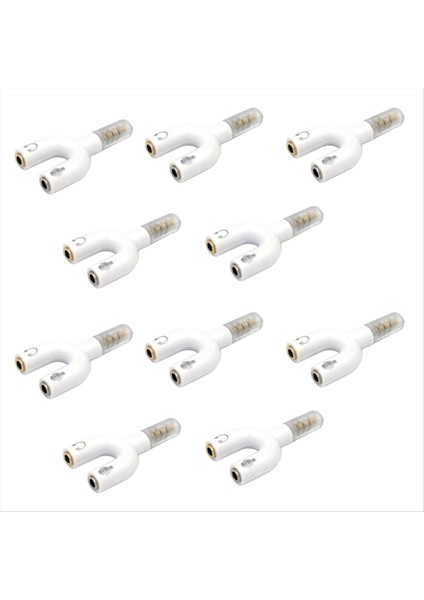 10PCS 3.5mm Kulaklık Jakı Ses Ayırıcı U Tipi Adaptör Mikrofon ve Ses 2&#39;si Döner Konektör Beyaz (Yurt Dışından)