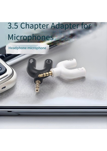10PCS 3.5mm Kulaklık Jakı Ses Ayırıcı U Tipi Adaptör Mikrofon ve Ses 2&#39;si Döner Konektör Beyaz (Yurt Dışından) modelleri