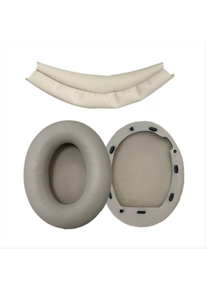 Yedek Pu Earpads &amp; Head Bandı Kapağı Sony WH-1000XM4 Konforlu Kulaklık Yastıkları Krem Beyaz (Yurt Dışından)