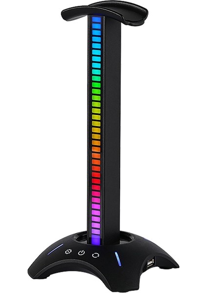 Rgb Kulaklık Stand Alma Ritim Ortam Işığı 2xusb2.0 Masaüstü Kulaklık Tutucu Ev/ofis Siyah (Yurt Dışından)