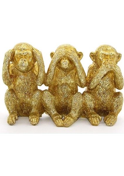 Polyester 3 Maymun Dekoratif Hediyelik Biblo
