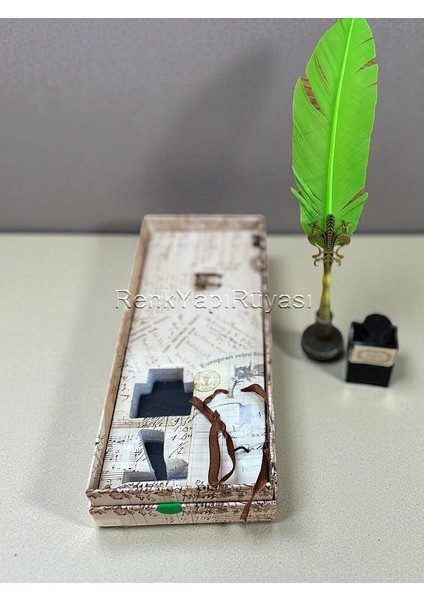 Zarif Şık Kuş Tüylü Vintage Kalem Seti Vintiç Divit Mürekkep Seti Hediyelik Kalem Seti fiyatları