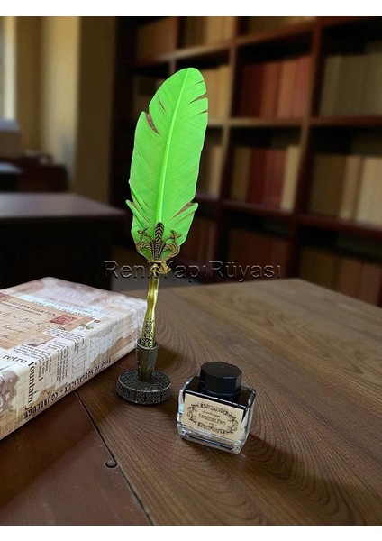 Zarif Şık Kuş Tüylü Vintage Kalem Seti Vintiç Divit Mürekkep Seti Hediyelik Kalem Seti modelleri