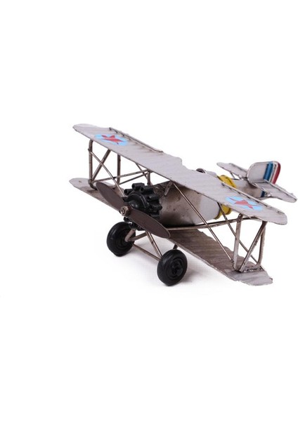 Metal Uçak Çift Kanatlı Biblo Dekoratif Hediyelik