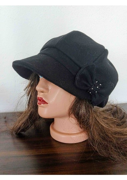Kadın Kaşe Fiyonk Detaylı Şapka