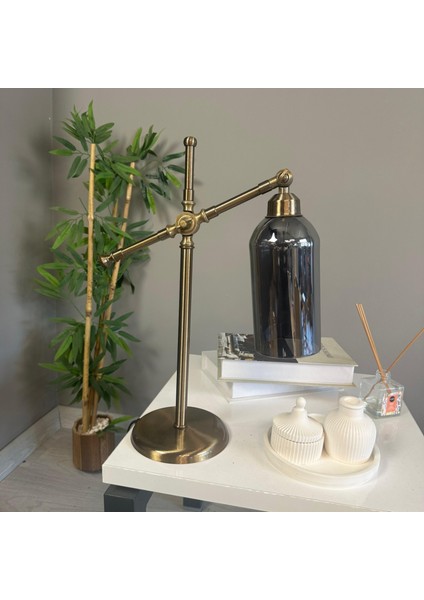 Windy Cam Füme Masa Lambası Dekoratif Masaüstü Aydınlatma Hol Abajur Yatak Odası Başucu Lamba