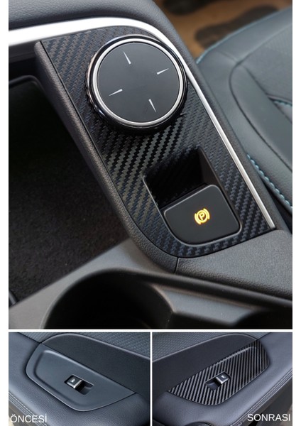 Togg T10F Sedan Uyumlu Iç Trim Folyo Kaplama Set - Mat Karbon Siyah