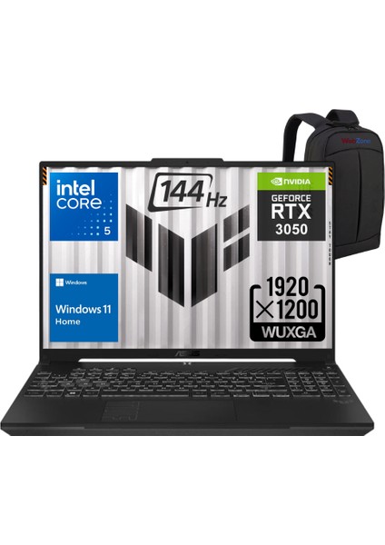 Tuf Gaming F16 FX607VJ Intel Core 5 210H 16GB 1TB SSD RTX3050 (6GB) 16" Fhd Windows 11 Home Gaming Dizüstü Bilgisayar - Webzone Çanta Wz4
