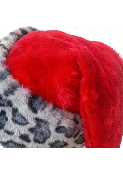Noel Noel Baba Şapkası Çift Katmanlı Şık Yumuşak Leopar Baskı Peluş Noel Baba Şapkası Fotoğraf Geçit Töreni Cosplay Parti B (Yurt Dışından) fiyatları