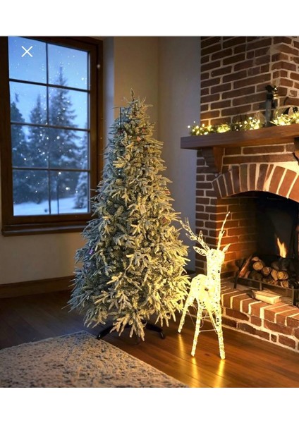 Yılbaşı Ağacı Lüks Kendinden Karlı ve LED Işıklı 180 cm 1150 Dal 500 LED