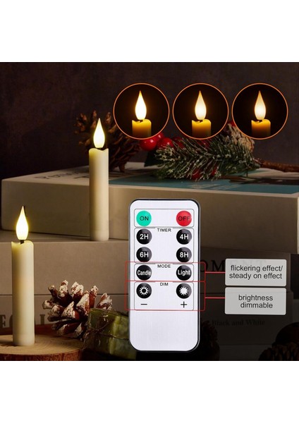 12PCS LED Konik Mumlar Işık Seti Alevsiz 3D Fitil Mumlar Klipsli Noel Ağacı Tasarımı Sıcak Beyaz Işık (Yurt Dışından) fiyatları