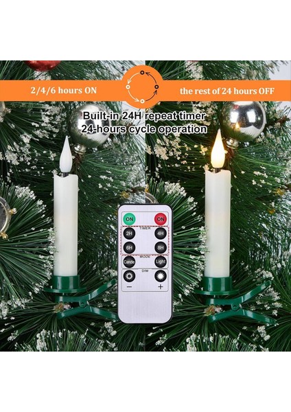 12PCS LED Konik Mumlar Işık Seti Alevsiz 3D Fitil Mumlar Klipsli Noel Ağacı Tasarımı Sıcak Beyaz Işık (Yurt Dışından) modelleri