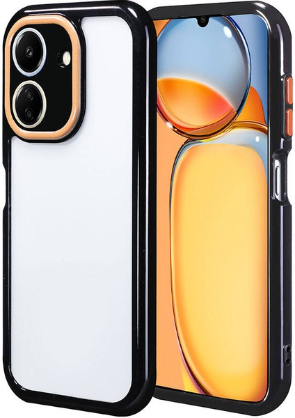 Xiaomi Poco C65 Kılıf Kamera Korumalı Renkli Kenar ve Çerçeve Tasarımlı Inc Vitamin Kapak-Siyah