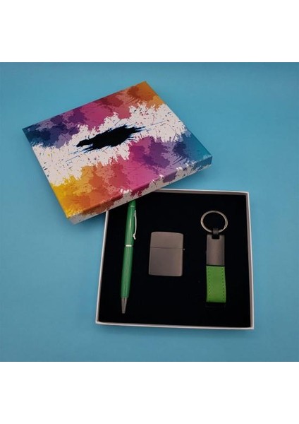 Kalem Anahtarlık Çakmak Yeşil Set Dekoratif Hediyelik