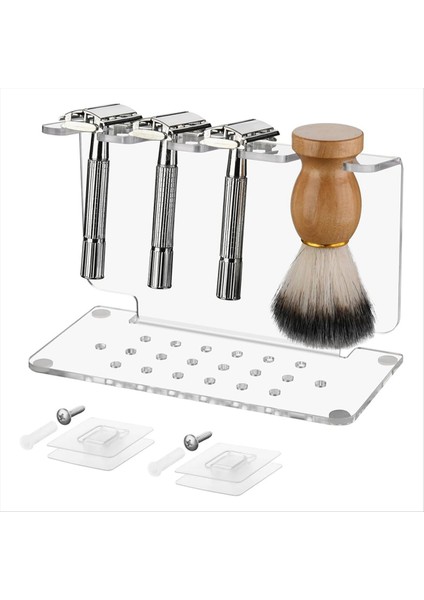 Akrik Ustura ve Fırça Standı, Açık, Alan Tasarrufu Sağlayan Tasarım, Çoğu Tıraş Aleti ile Uyumlu, 3 Tıraş Makinesi ve 1 Fırça Tutar (Yurt Dışından)