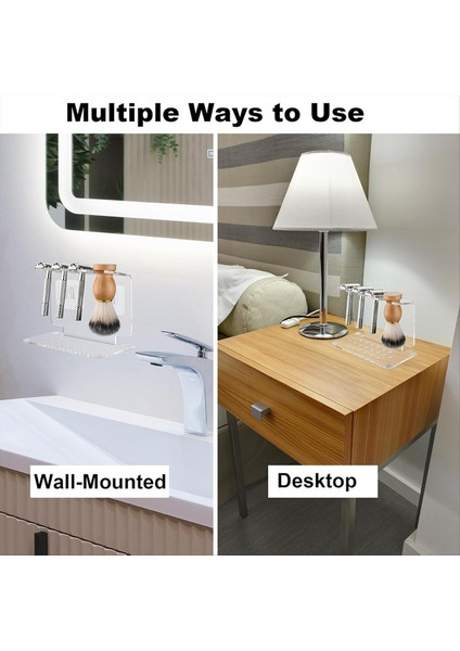 Akrik Ustura ve Fırça Standı, Açık, Alan Tasarrufu Sağlayan Tasarım, Çoğu Tıraş Aleti ile Uyumlu, 3 Tıraş Makinesi ve 1 Fırça Tutar (Yurt Dışından) fiyatları