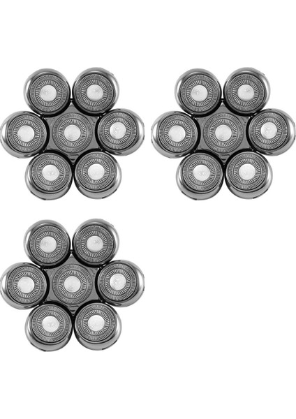 3x Yedek Kesici Kafa Elektrik Tıraş Makinesi Erkekler Için Jilet Sakal Düzeltici Islak ve Kuru 7d Yüzen Kafalar Bıçak Gümüş (Yurt Dışından)