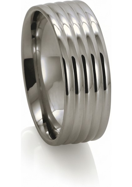 Gümüş Renk Beş Sıra Tasarım 316L Kalite Paslanmaz Çelik Kadın Yüzük Alyans - 27 Ölçü