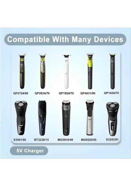 5 V Tip-C Tıraş Makinesi Adaptörü Şarj Dönüştürücü Phips Norelco Tek Bıçak QP2724 QP2834 QP1324 MG5910 MG7910 MG9510 Siyah (Yurt Dışından) modelleri