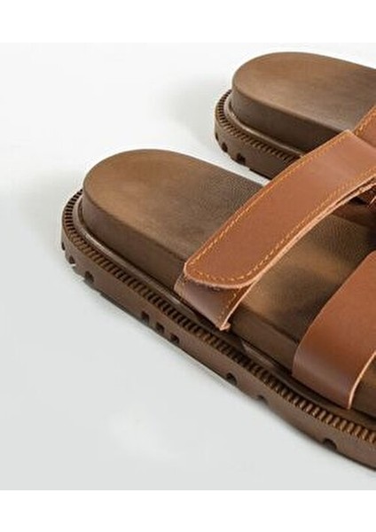 Taba Cırtlı Kadın Terlik Anatomik Rahat Taban Pu Deri Tasarım