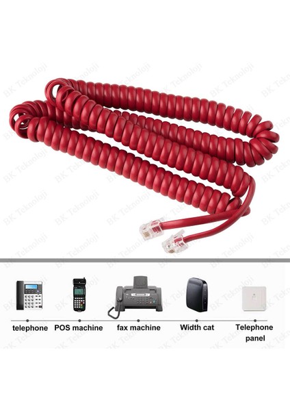 Telefon Ahize Spiral Kordon Kablosu 4p/4c - Kırmızı indirimleri