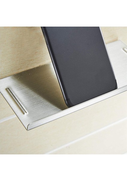 3x Duvara Montaj Paslanmaz Çelik Banyo Tuvalet Küçük Telefon Tutucu Telefon Raf Kaymaz Stil ve Gümüş Fırçalanmış Kaplama (Yurt Dışından) fırsatları