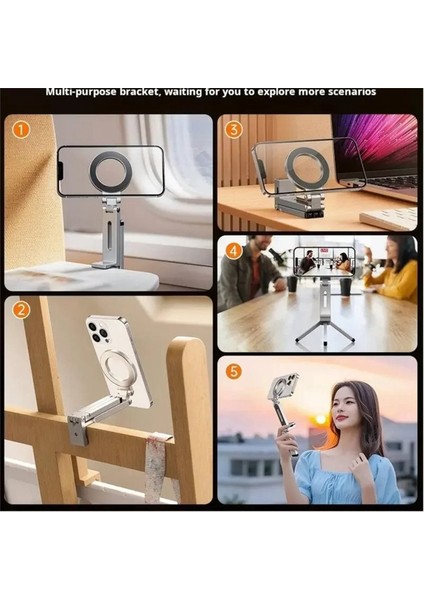 Magsafe Tripod Manyetik Telefon Tutucu Alüminyum Alaşımlı 360° Dönen Katlanabilir Stand Smartphone Seyahat Araba Masaüstü Için (Yurt Dışından) fırsatları