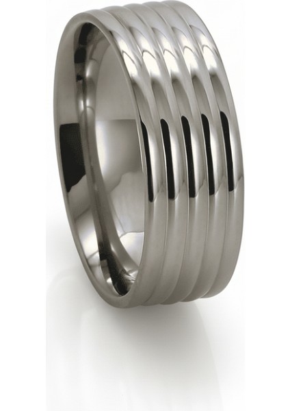 Gümüş Renk Beş Sıra Tasarım 316L Kalite Paslanmaz Çelik Kadın Yüzük Alyans - 14 Ölçü