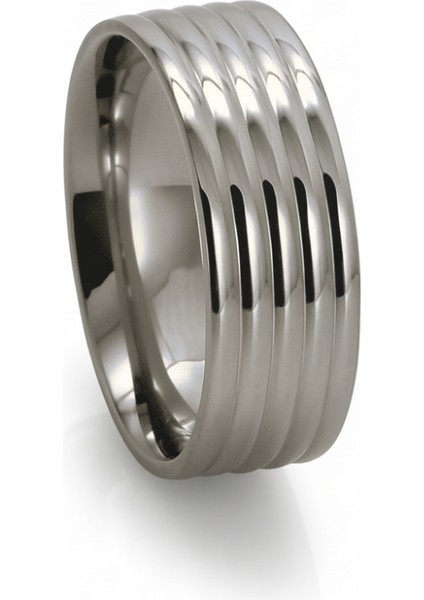Gümüş Renk Beş Sıra Tasarım 316L Kalite Paslanmaz Çelik Kadın Yüzük Alyans - 14 Ölçü fiyatları